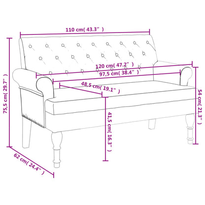 Banco com encosto 120x62x75,5 cm tecido cinza-claro