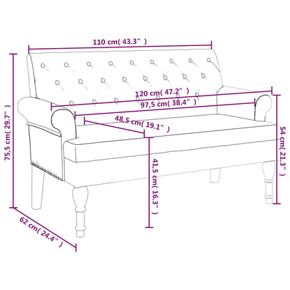 Banco com encosto cinza escuro 120x62x75,5 cm tecido