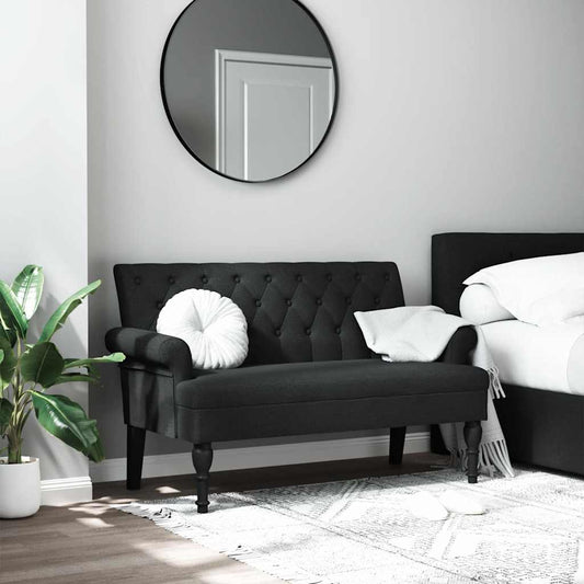 Banco com encosto preto 120x62x75,5 cm tecido