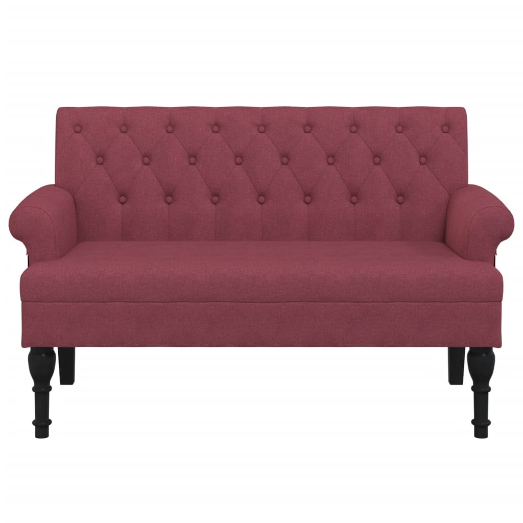 Banco com encosto 120x62x75,5 cm tecido vermelho tinto