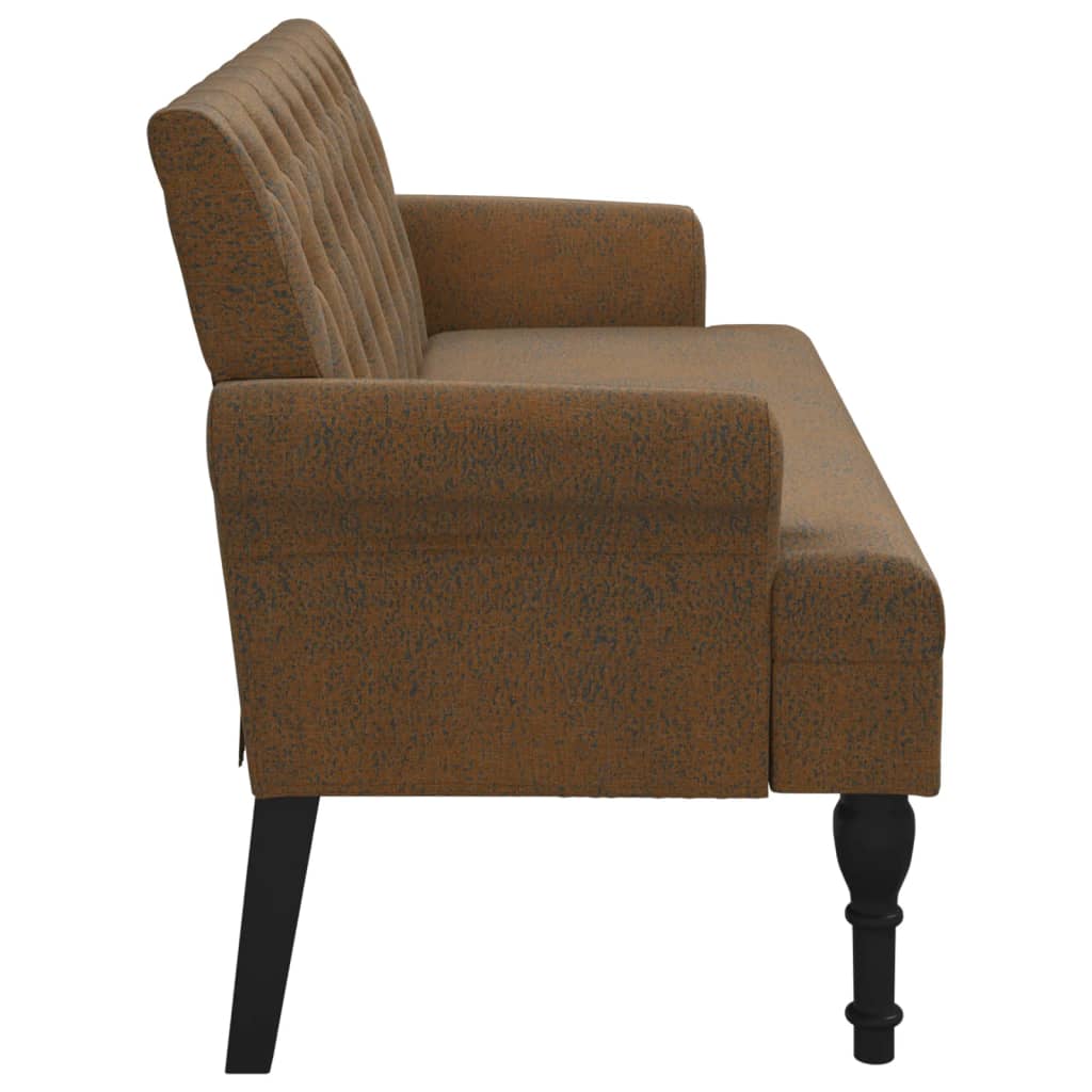 Banco com encosto 120x62x75,5 cm camurça artificial castanho