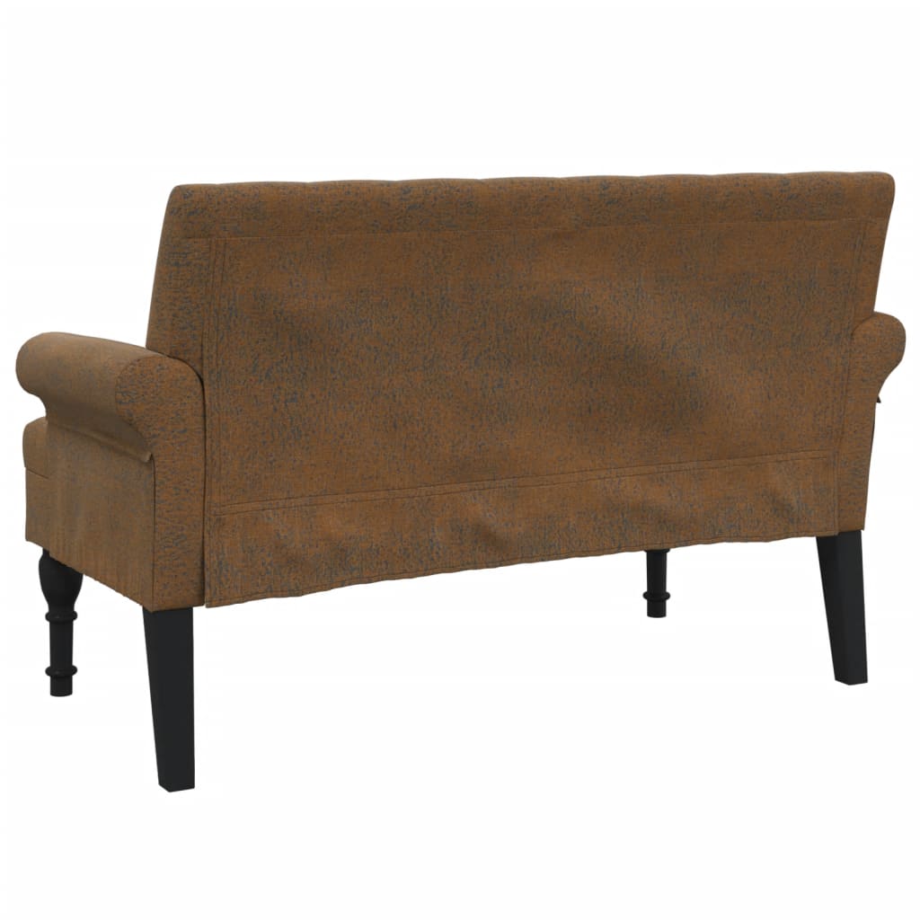 Banco com encosto 120x62x75,5 cm camurça artificial castanho