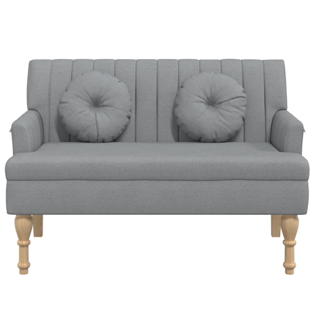 Banco c/ almofadões 113x64,5x75,5 cm tecido cinzento-claro