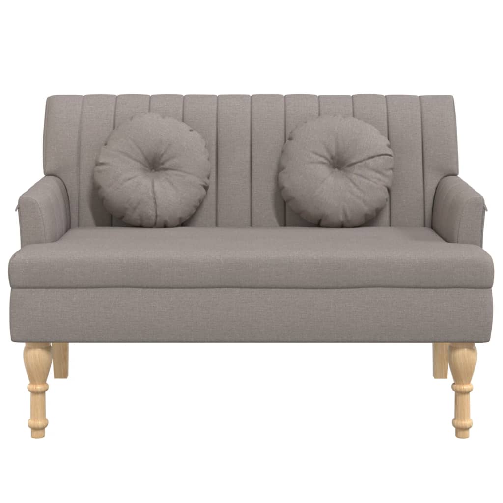 Banco c/ almofadões 113x64,5x75,5 cm tecido cinza-acastanhado