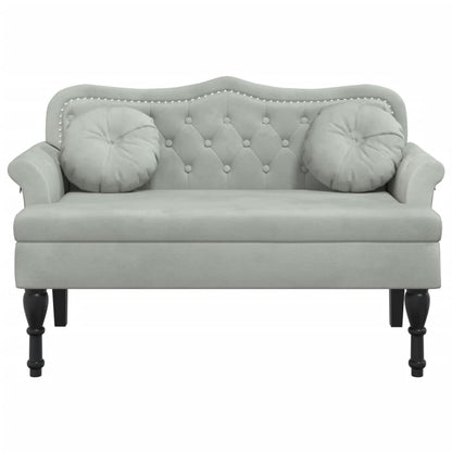 Banco com almofadas cinza claro 120,5x65x75 cm veludo
