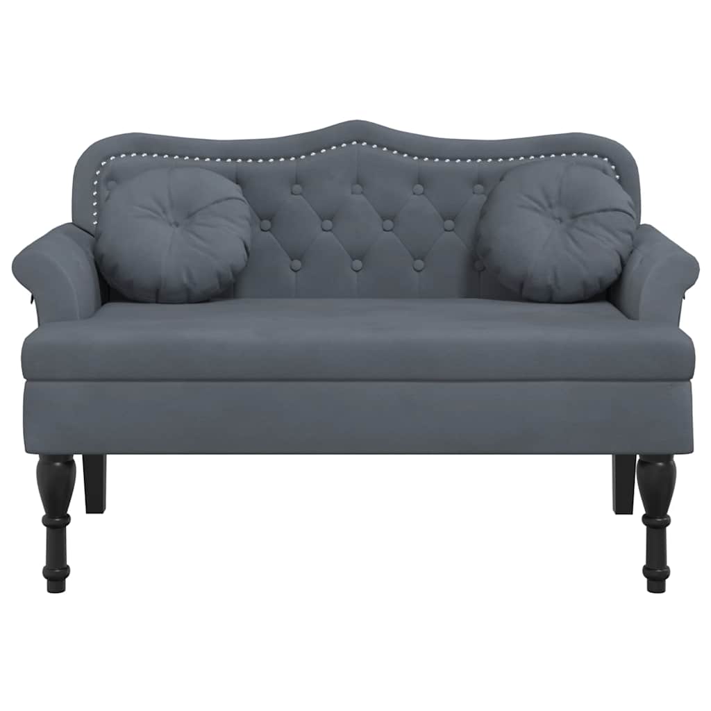 Banco com almofadas cinza escuro 120,5x65x75 cm veludo