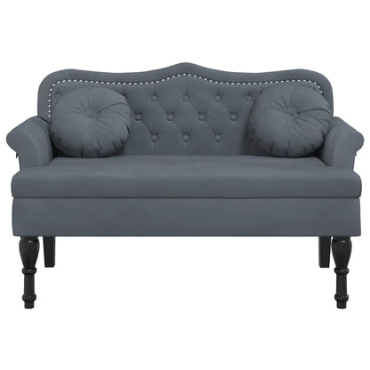 Banco com almofadas cinza escuro 120,5x65x75 cm veludo