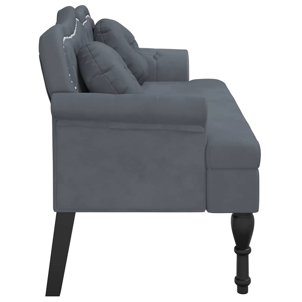 Banco com almofadas cinza escuro 120,5x65x75 cm veludo