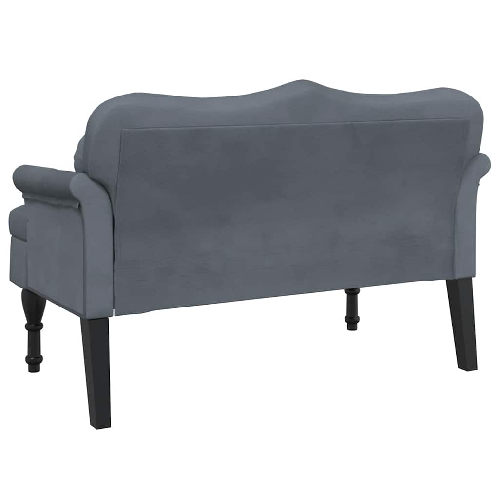 Banco com almofadas cinza escuro 120,5x65x75 cm veludo