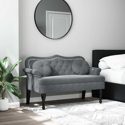 Banco com almofadas cinza escuro 120,5x65x75 cm veludo