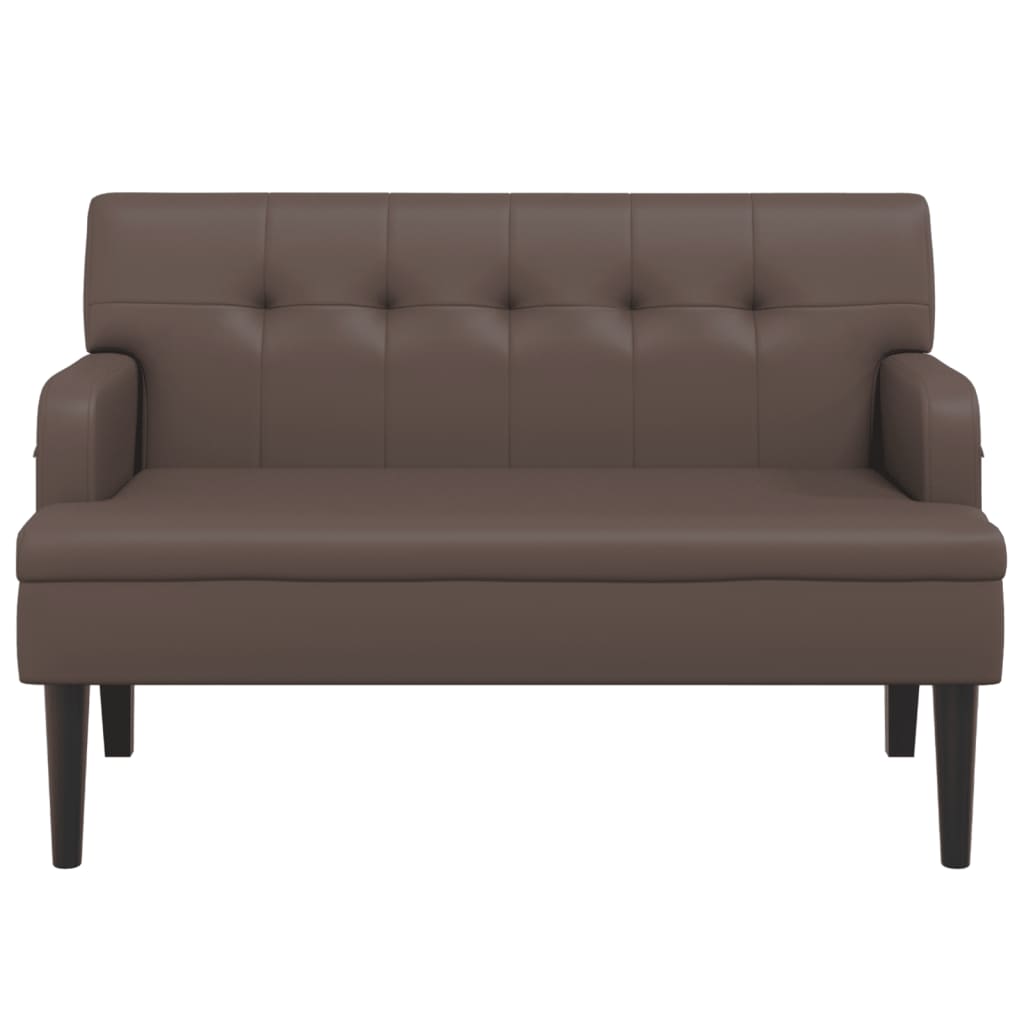 Banco com encosto 112x65,5x75 cm couro artificial castanho