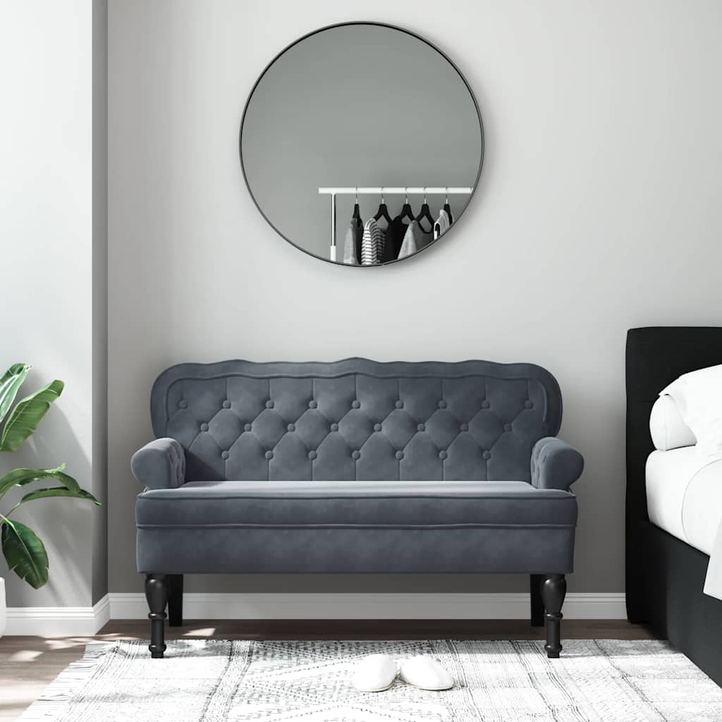Banco com encosto 119,5x64,5x75 cm veludo cinzento-escuro