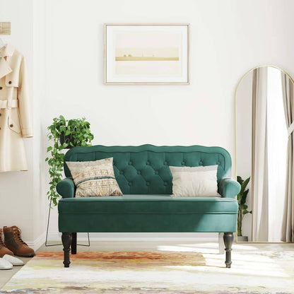Banco com encosto 119,5x64,5x75 cm veludo verde-escuro