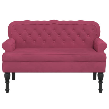 Banco com encosto 119,5x64,5x75 cm veludo vermelho tinto
