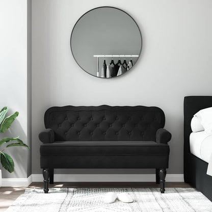 Banco com encosto preto 119,5x64,5x75 cm veludo