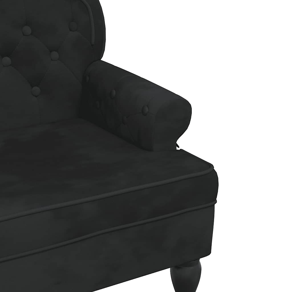 Banco com encosto preto 119,5x64,5x75 cm veludo