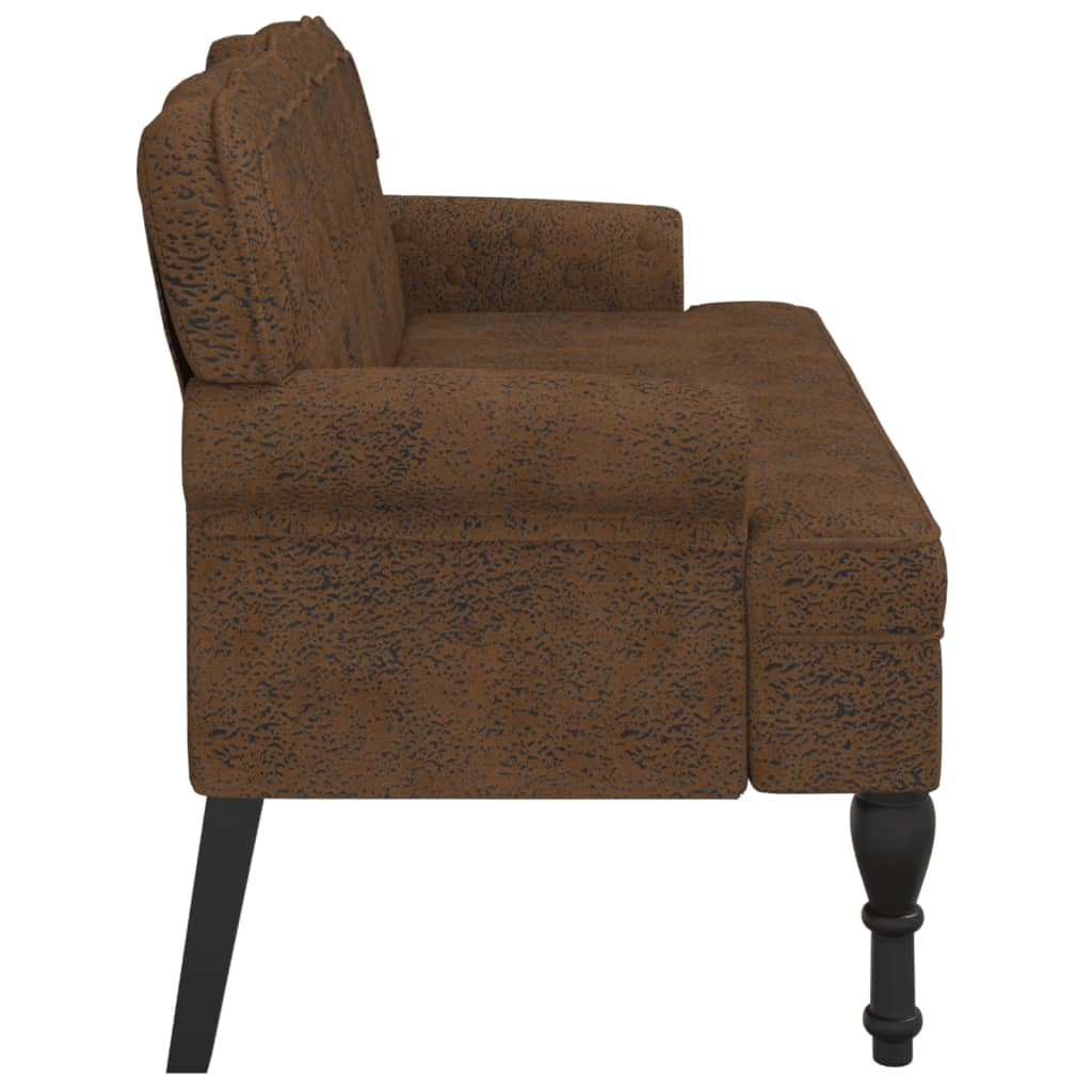 Banco com encosto 119,5x64,5x75 cm camurça castanho