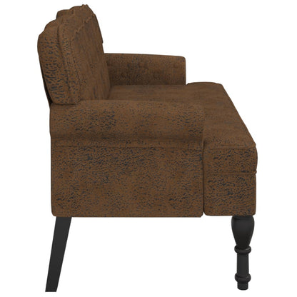 Banco com encosto 119,5x64,5x75 cm camurça castanho