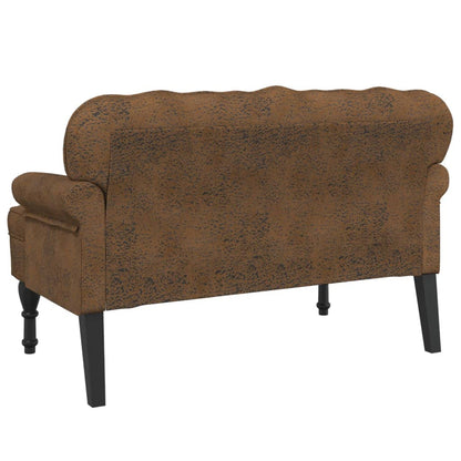 Banco com encosto 119,5x64,5x75 cm camurça castanho