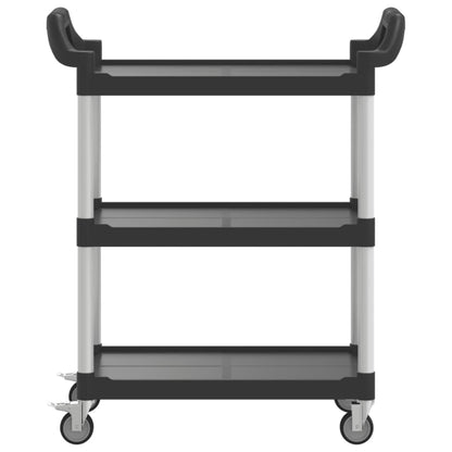 Carrinho c/ 3 prateleiras 81x41x92 cm alumínio preto