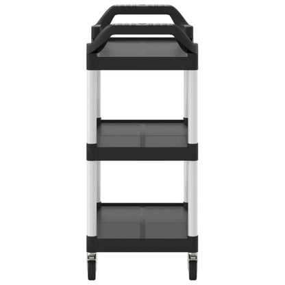 Carrinho c/ 3 prateleiras 81x41x92 cm alumínio preto