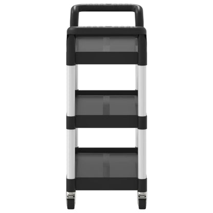 Carrinho c/ 3 prateleiras 77x34x72 cm alumínio preto