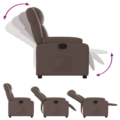 Poltrona reclinável couro artificial castanho