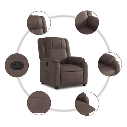 Poltrona reclinável couro artificial castanho