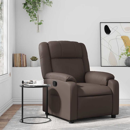 Poltrona reclinável couro artificial castanho