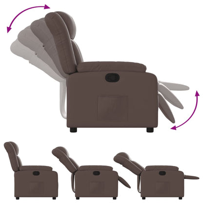 Poltrona reclinável couro artificial castanho