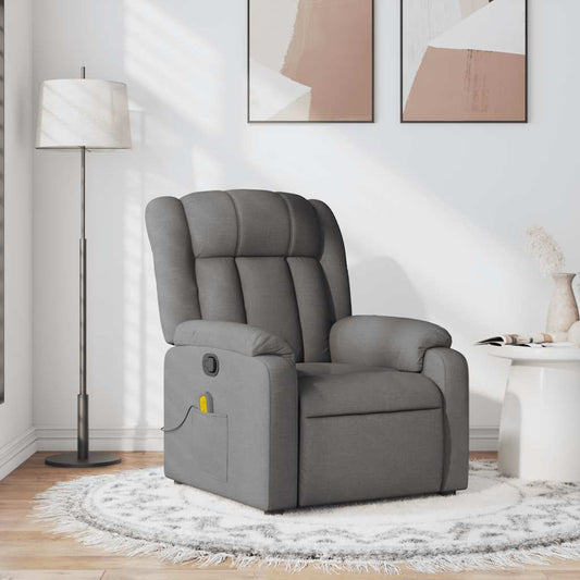 Poltrona de massagens reclinável tecido cinzento-escuro