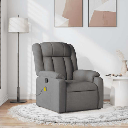 Poltrona de massagens reclinável tecido cinzento-escuro