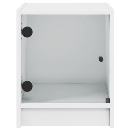 Mesa de cabeceira c/ porta de vidro 35x37x42 cm branco