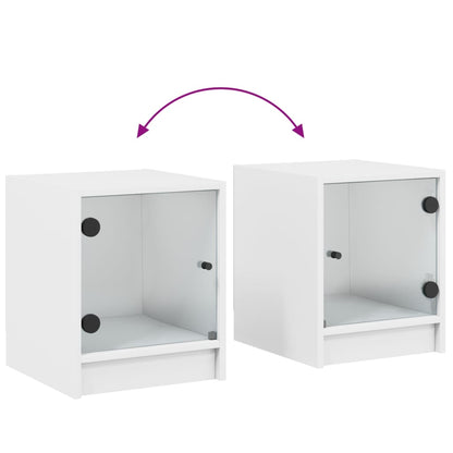 Mesa de cabeceira c/ porta de vidro 35x37x42 cm branco