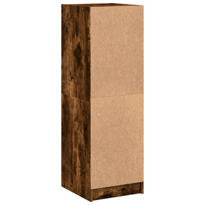 Aparador alto c/ portas de vidro 35x37x109 cm carvalho fumado