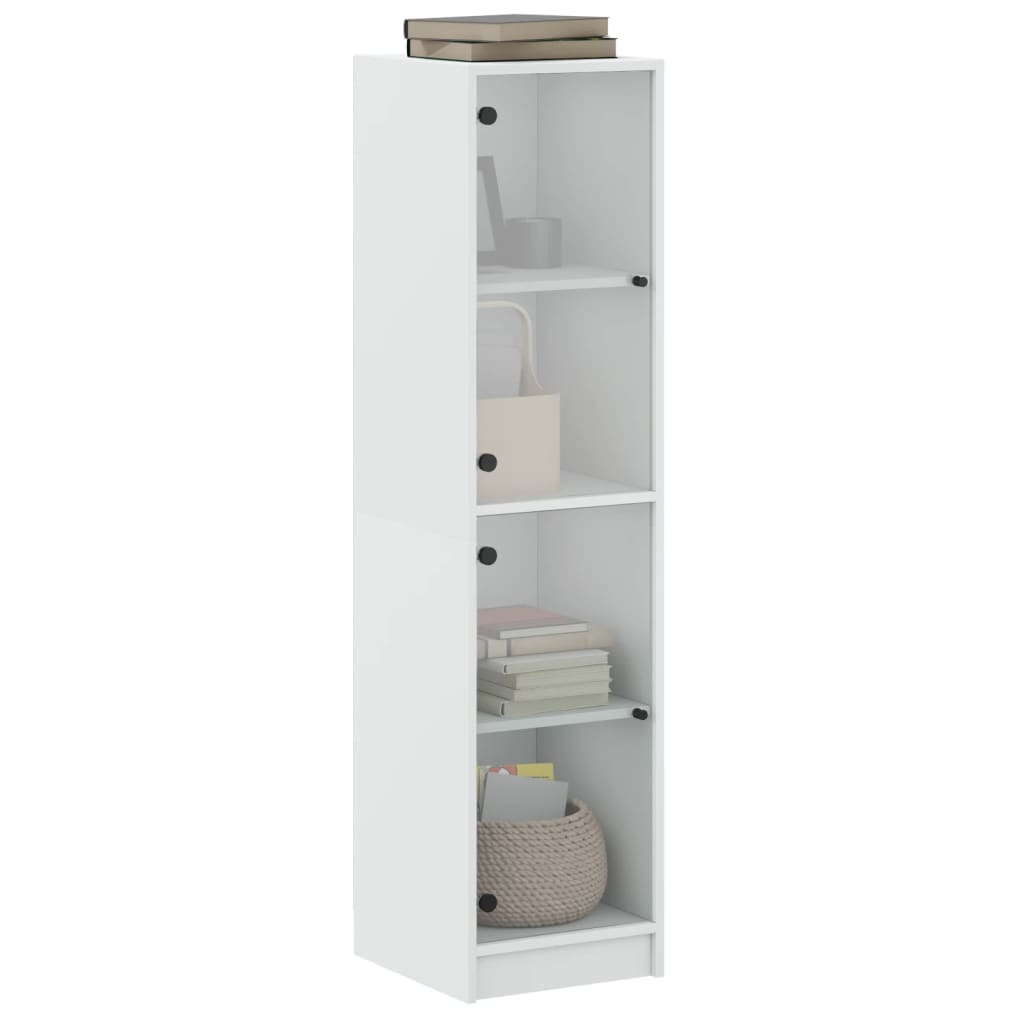 Aparador alto c/ portas de vidro 35x37x142 cm branco