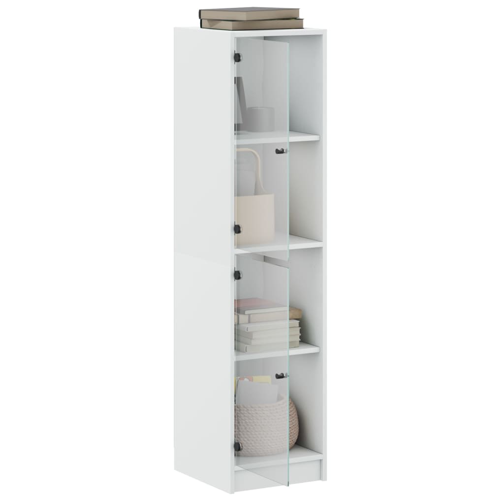 Aparador alto c/ portas de vidro 35x37x142 cm branco