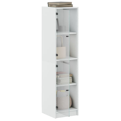 Aparador alto c/ portas de vidro 35x37x142 cm branco