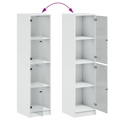 Aparador alto c/ portas de vidro 35x37x142 cm branco