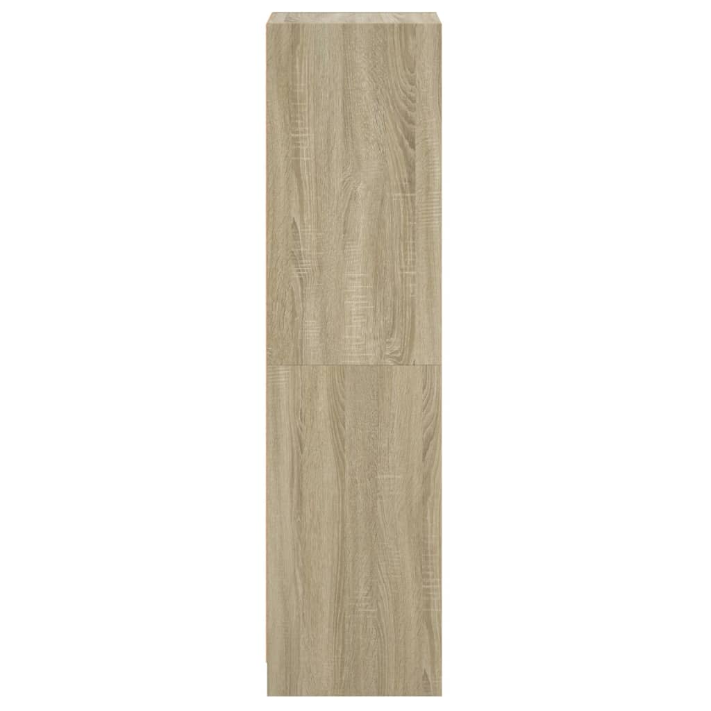 Aparador alto c/ portas de vidro 35x37x142 cm carvalho sonoma