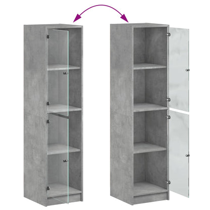 Aparador alto c/ portas de vidro 35x37x142 cm cinza cimento