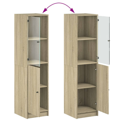 Aparador alto c/ porta de vidro 35x37x142 cm carvalho sonoma