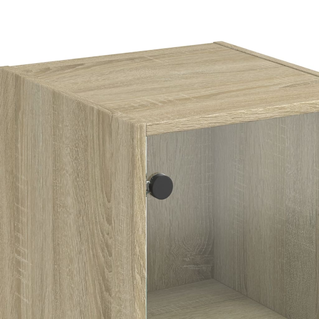 Aparador alto c/ porta de vidro 35x37x142 cm carvalho sonoma