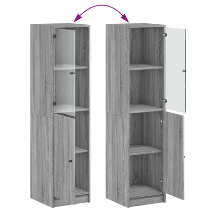 Aparador alto c/ porta de vidro 35x37x142 cm cinzento sonoma