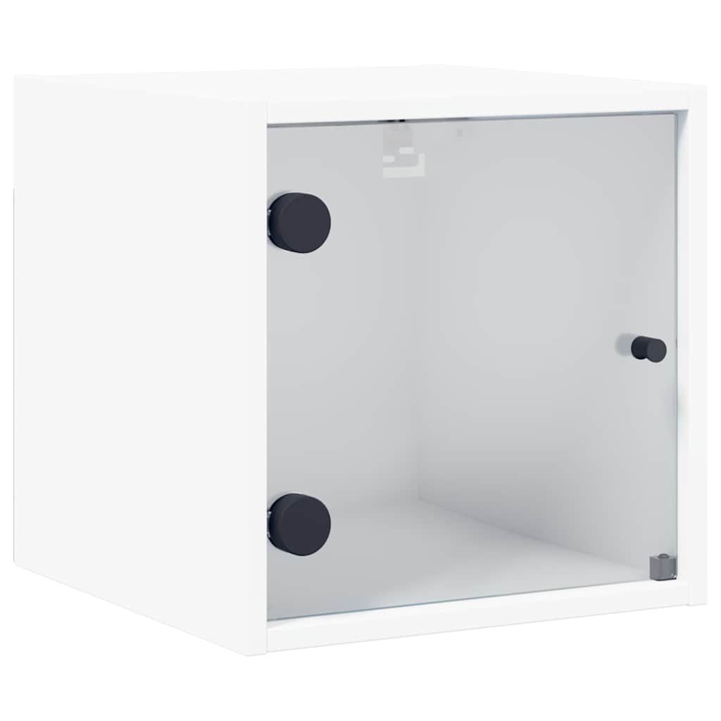 Mesas de cabeceira c/ portas de vidro 2 pcs 35x37x35 cm branco