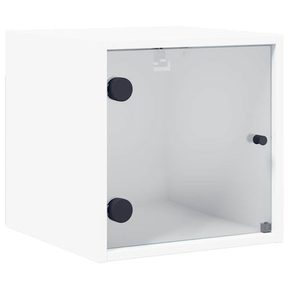 Mesas de cabeceira c/ portas de vidro 2 pcs 35x37x35 cm branco