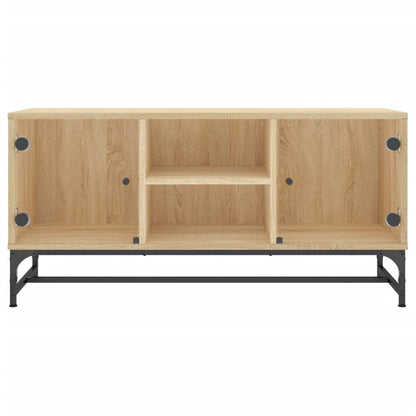 Móvel de TV c/ portas de vidro carvalho sonoma