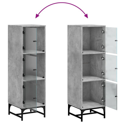 Aparador alto c/ portas de vidro 35x37x120 cm cinzento cimento
