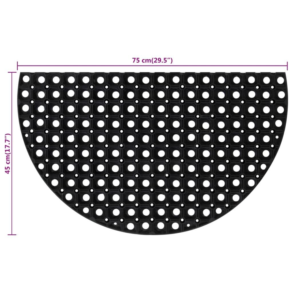 Tapete de porta semicircular 45x75 cm borracha