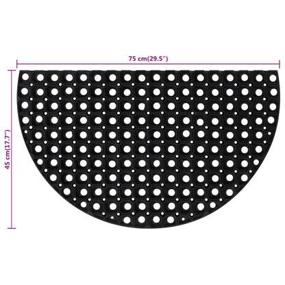 Tapete de porta semicircular 45x75 cm borracha